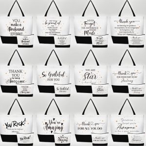 24pcs Thank You Canvas Tote Bags For Women Coworkers Employee Appreciation Gift Bulk Makeup Bags For Teacher Staff