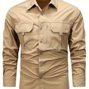 Outdoor Explorer Shirt - Moisture-Wicking, Quick-Drying, Long Sleeve Sun Protection with Multi-Pockets for Fishing, Hiking, Camping - Spring and Autumn Casual Wear
