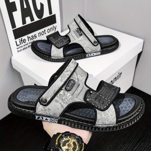 Men'S Summer 2025 New Versatile And Fashionable Beach Sandals, Lightweight Soft-Soled Men'S Slippers