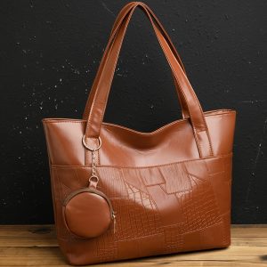 New Solid Color Large Capacity Women's Tote Bag, Fashionable and Elegant, Fixed Shoulder Strap Ladies Handbag, Zipper Closure, Suitable for Daily Travel, Travel, Shopping